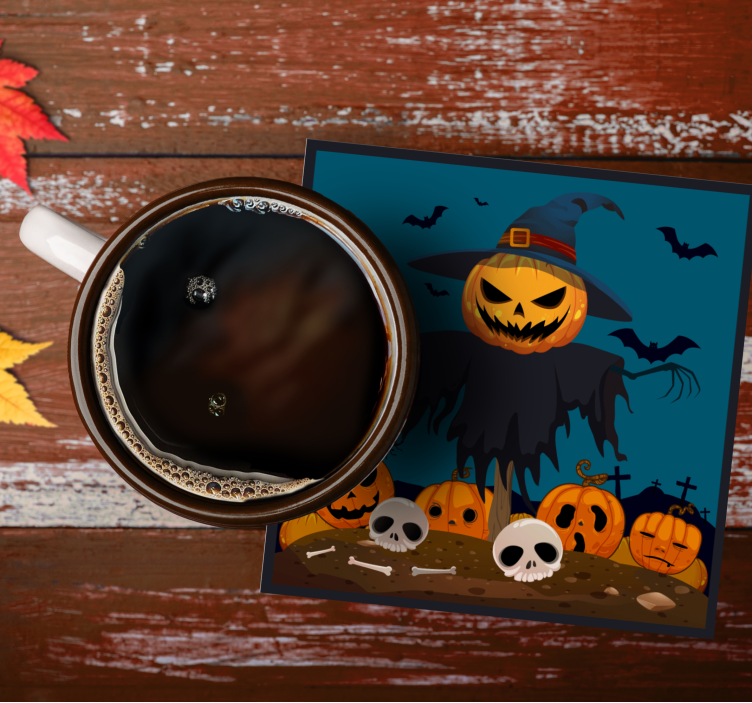 Sottobicchieri halloween scena di zucchero e spaventapasseri - TenStickers