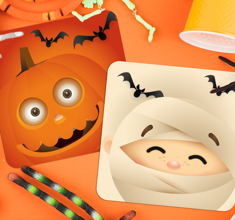 Sottobicchieri halloween zucche e mummie allegre - TenStickers