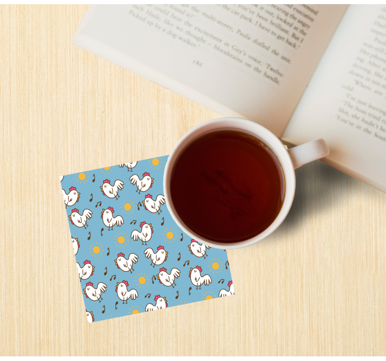 Sottobicchieri moderno galline allegre e sole - TenStickers