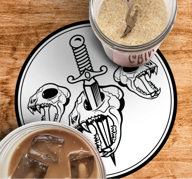 Sottobicchieri nerd arte di teschio e spada - TenStickers