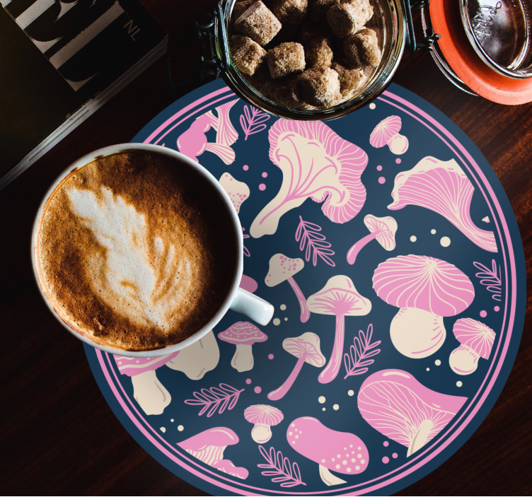 Sottobicchieri nerd con motivi di funghi fantasiosi - TenStickers