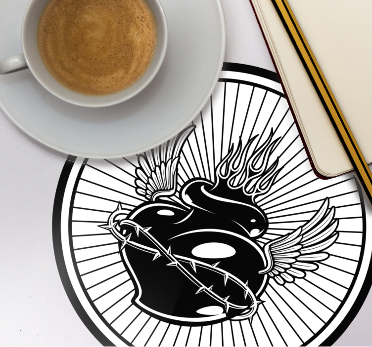 Sottobicchieri nerd cuore alato con spine - TenStickers