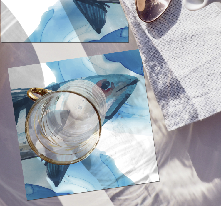 Sottobicchieri nerd illustrazione pesci acquerello - TenStickers