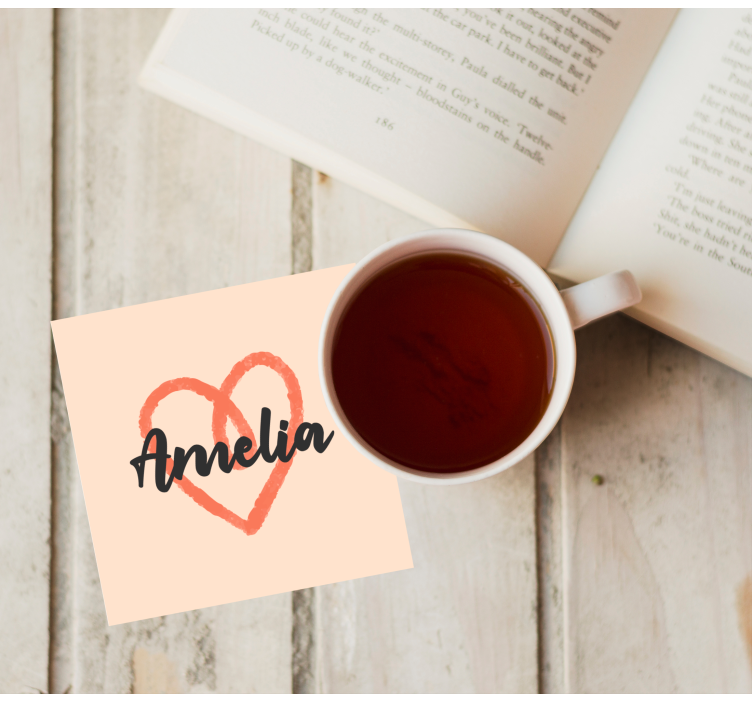 Sottobicchieri personalizzabile a forma di cuore - TenStickers