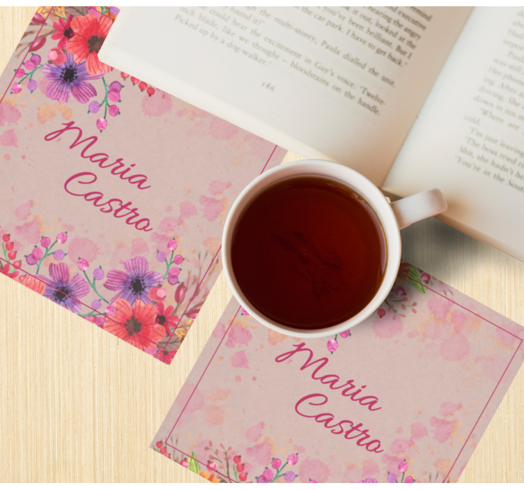 Sottobicchieri personalizzabile decorazioni floreali - TenStickers