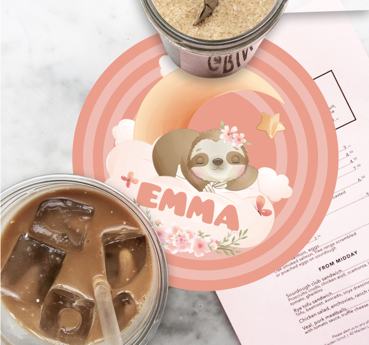 Sottobicchieri personalizzabile lento luna floreale - TenStickers