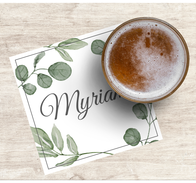 Sottobicchieri personalizzabile motivo foglia elegante - TenStickers