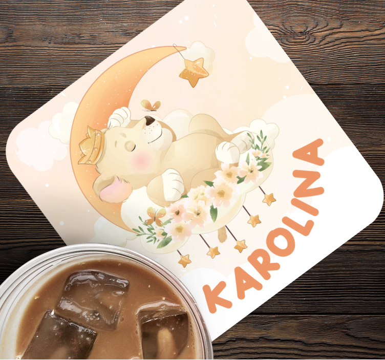 Sottobicchieri personalizzabile orso che dorme con stelle - TenStickers