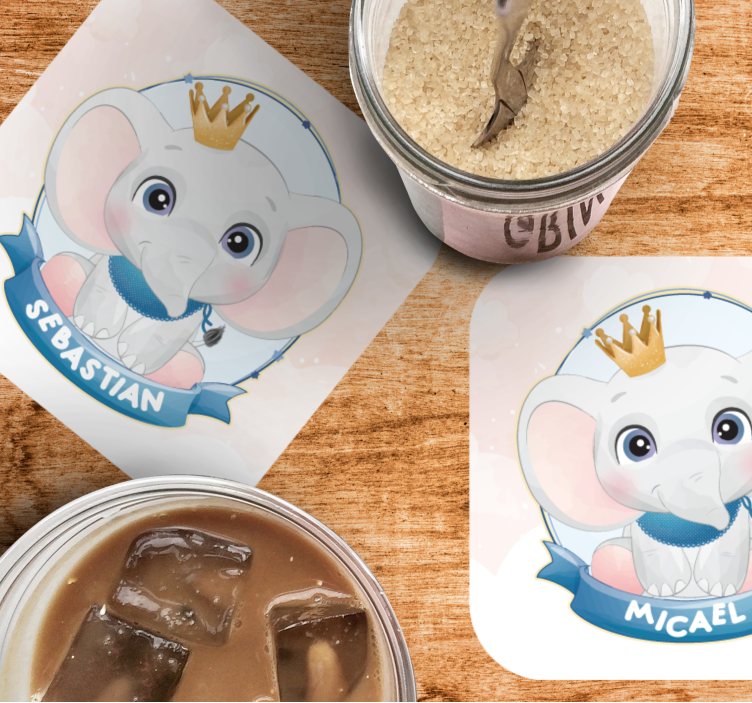 Sottobicchieri personalizzabile ritratti di elefanti - TenStickers