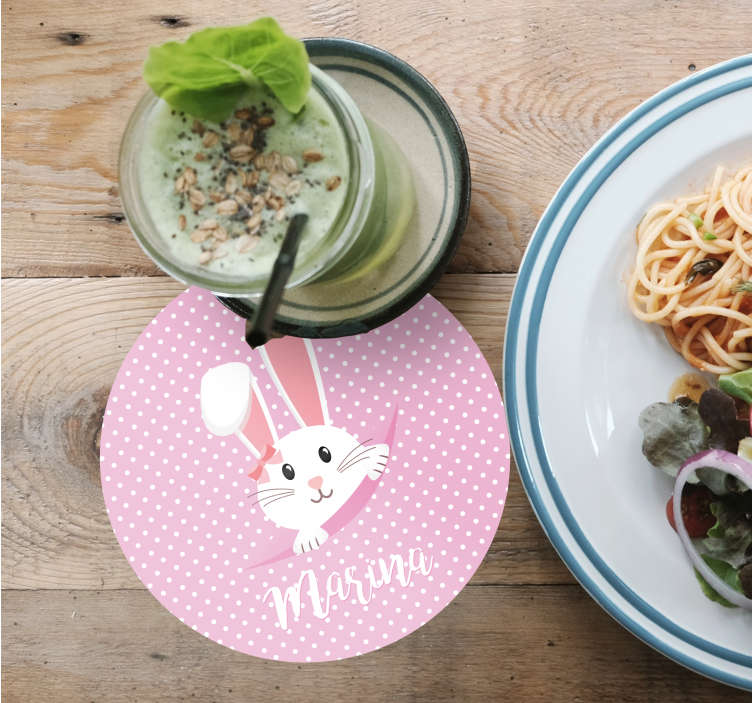 Sottobicchieri vintage con coniglio e fiocco - TenStickers
