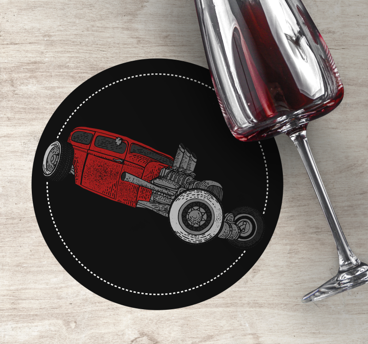 Sottobicchieri vintage illustrazione hot rod classica - TenStickers