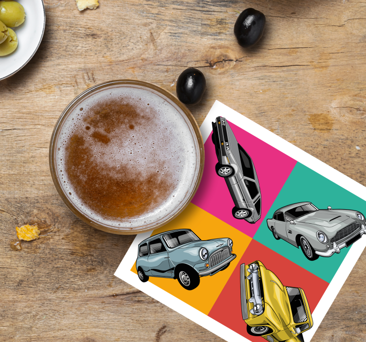 Sottobicchieri vintage quartetto di auto classiche - TenStickers