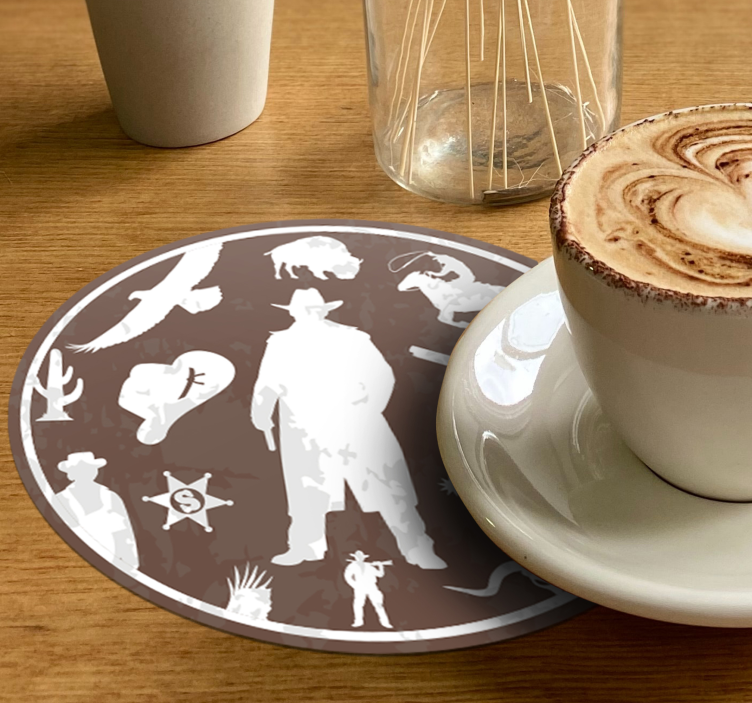 Sottobicchieri vintage tema cowboy western - TenStickers