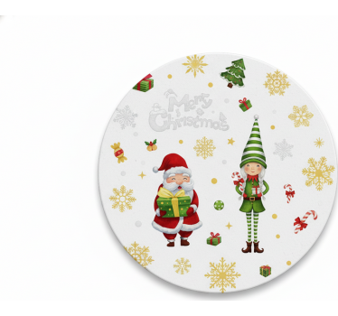 Sottobicchieri natalizi babbo natale con elfo - TenStickers