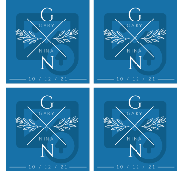 Sottobicchieri matrimonio iniziali coppia personalizzate - TenStickers