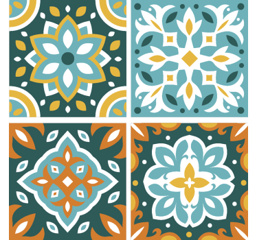 Sottobicchiere colorato ornamento design piastrelle - TenStickers