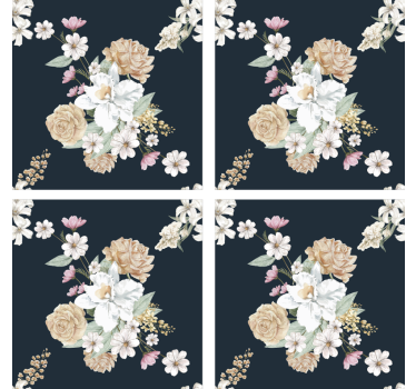 Sottobicchiere bouquet floreale retrò - TenStickers