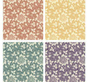 Sottobicchieri vintage piastrelle quadrate floreali - TenStickers