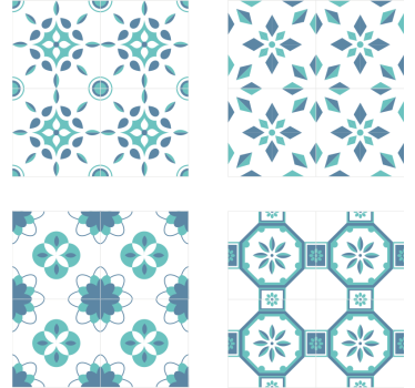 Sottobicchieri effetto piastrella motivo floreale - TenStickers