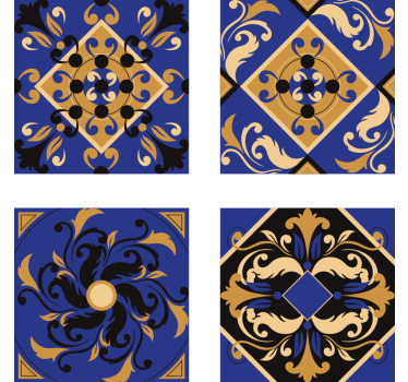 Sottobicchieri di piastrelle ornamentali blu - TenStickers