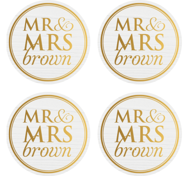 Sottobicchiere personalizzato matrimonio Elegante mr & mrs  - TenStickers