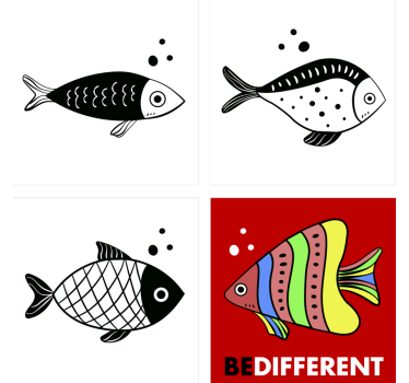 Sottobicchieri di pesce controcorrente - TenStickers