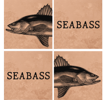 Sottobicchieri personalizzabile arte illustrazione seabass - TenStickers