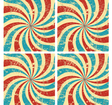 Sottobicchieri vintage motivo rosso blu vorticoso - TenStickers