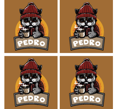 Sottobicchieri nerd gatto cool con caffè - TenStickers