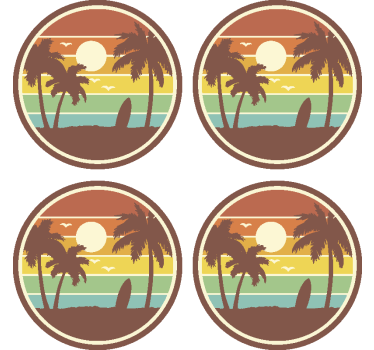Sottobicchiere  tema vintage Paesaggio surf retrò - TenStickers