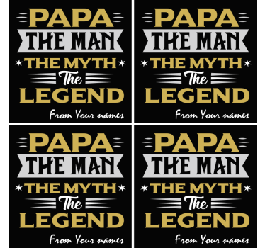 Sottobicchieri con frase papà mito leggenda - TenStickers