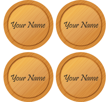 Struttura in legno con sottobicchiere personalizzate con testo - TenStickers