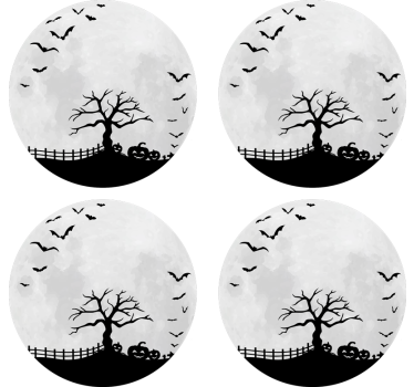 Sottobicchieri halloween silhouette di albero spettrale - TenStickers