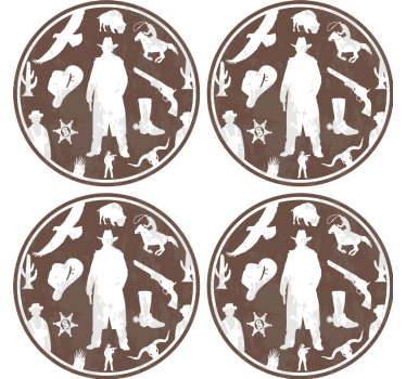 Sottobicchieri vintage tema cowboy western - TenStickers