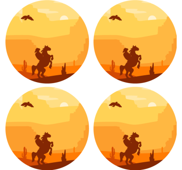 Sottobicchieri vintage scena desertica al tramonto - TenStickers