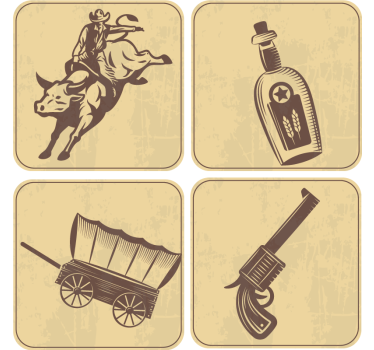 Sottobicchieri vintage arte vintage cowboy rodeo - TenStickers