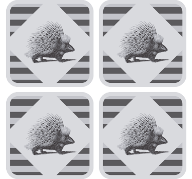 Sottobicchieri moderno illustrazione di porcospino a righe - TenStickers