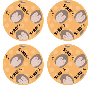 Sottobicchieri personalizzabili con motivo riccio carino - TenStickers