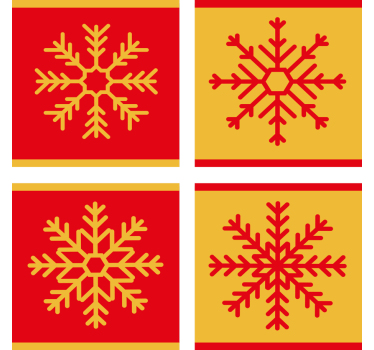 Sottobicchieri natalizi motivo fiocco di neve rosso giallo - TenStickers