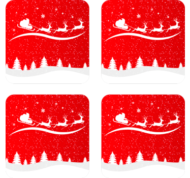 Sottobicchieri natalizi slitta di babbo natale con renne - TenStickers