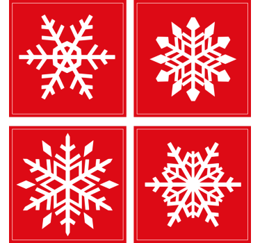 Sottobicchiere personalizzato Natale Fiocchi di neve rossi - TenStickers