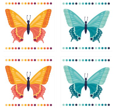Sottobicchieri nerd con motivi di farfalle colorate - TenStickers