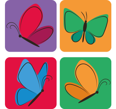 Sottobicchieri nerd motivi di farfalle colorate - TenStickers