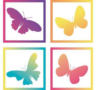 Sottobicchieri moderno silhouette di farfalle colorate - TenStickers
