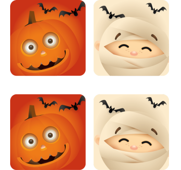 Sottobicchieri halloween zucche e mummie allegre - TenStickers