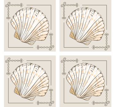 Sottobicchieri vintage motivo elegante con conchiglie - TenStickers