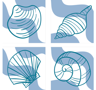 Sottobicchieri nerd illustrazioni di conchiglie stilizzate - TenStickers
