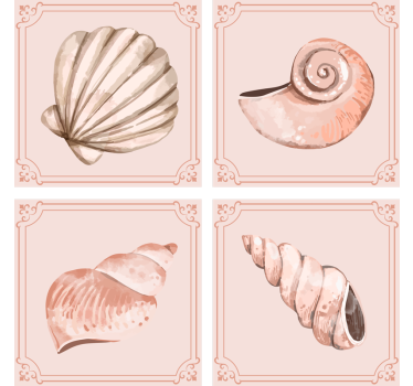 Sottobicchieri vintage illustrazioni di conchiglie eleganti - TenStickers