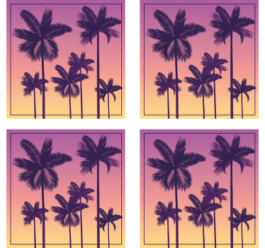 Sottobicchieri con motivi palme silhouette - TenStickers
