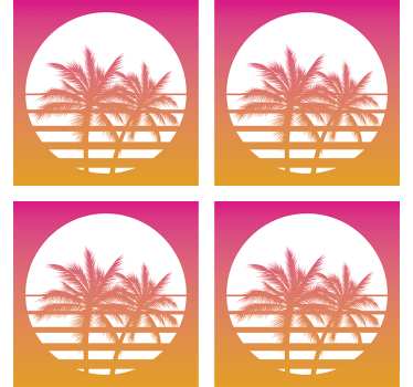 Sottobicchieri nerd silhouette di tramonto tropicale - TenStickers